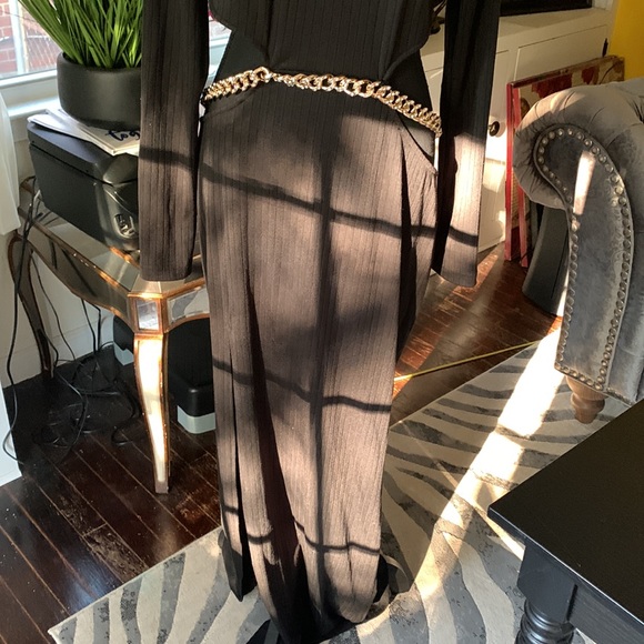 COPY - Akira black maxi dress w gold waist chain - Picture 6 of 11